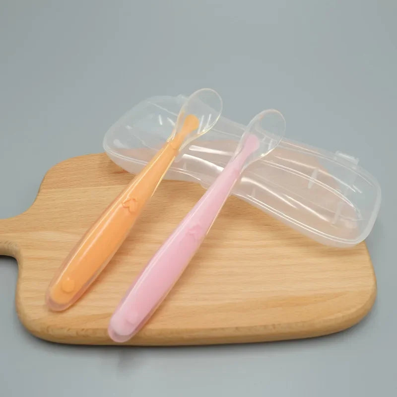 2Pcs Silicone Spoon Set For Baby