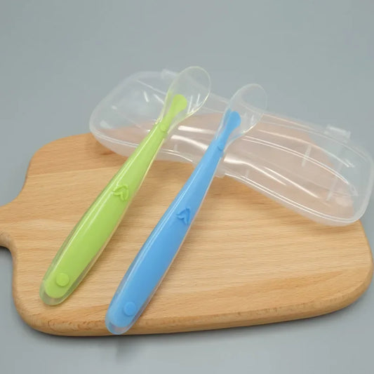 2Pcs Silicone Spoon Set For Baby